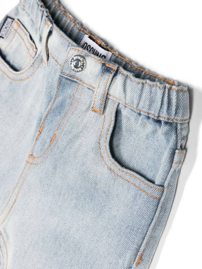 Moschino Kids Jeans met elastische tailleband Blauw