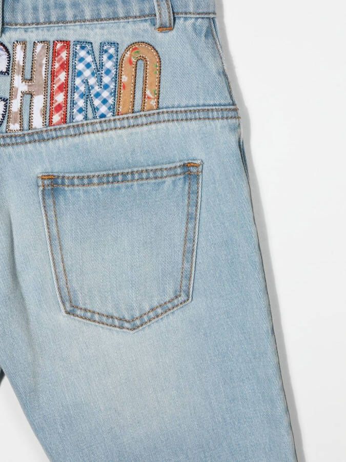 Moschino Kids Jeans met logopatch Blauw