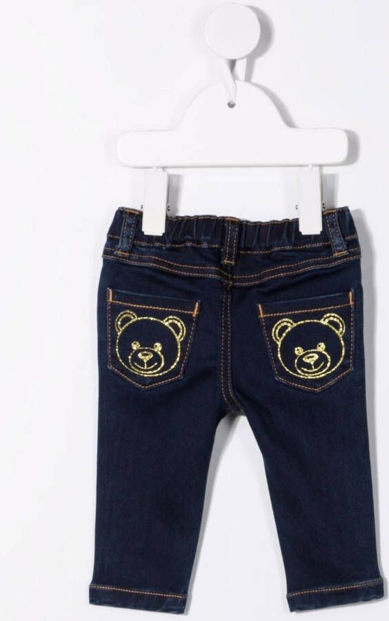 Moschino Kids Jeans met teddybeerpatroon Blauw