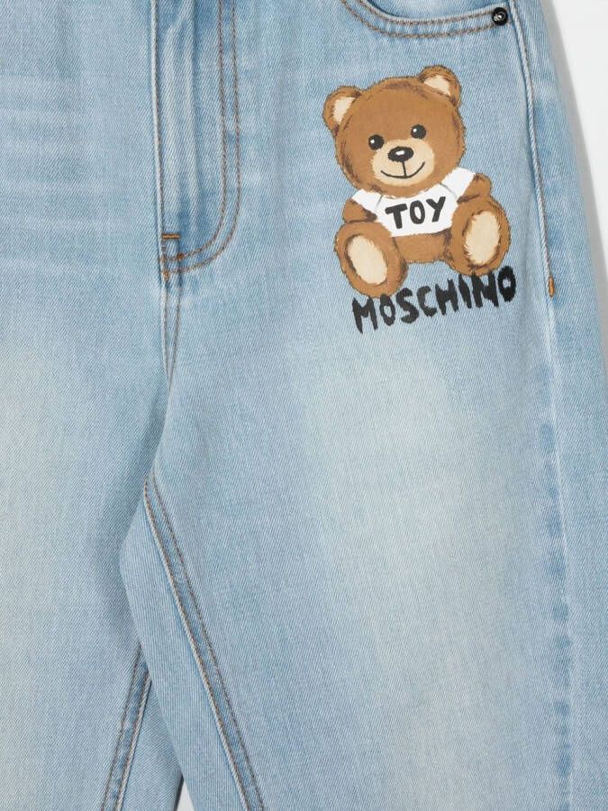 Moschino Kids Jeans met toelopende pijpen Blauw