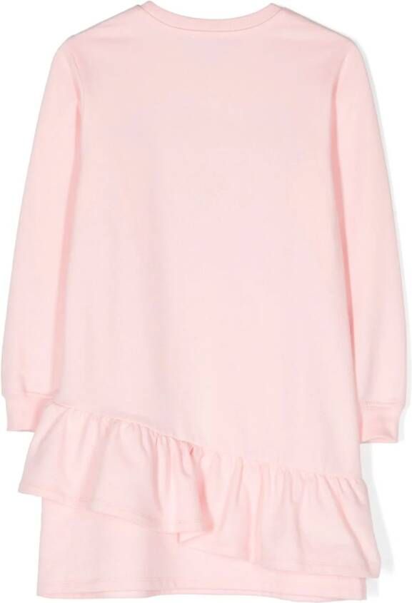 Moschino Kids Jurk met geborduurd logo Roze