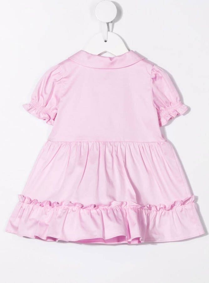 Moschino Kids Jurk met geborduurd logo Roze