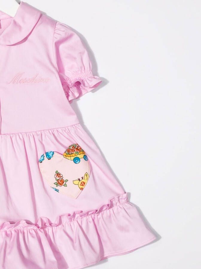 Moschino Kids Jurk met geborduurd logo Roze