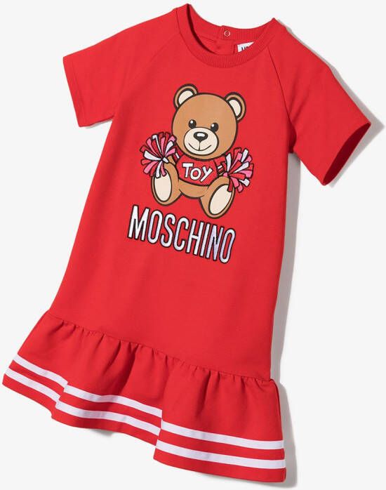 Moschino Kids Jurk met teddybeerprint Rood