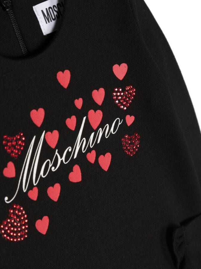 Moschino Kids Jurk verfraaid met stras Zwart