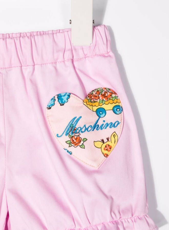 Moschino Kids Katoenen shorts Roze