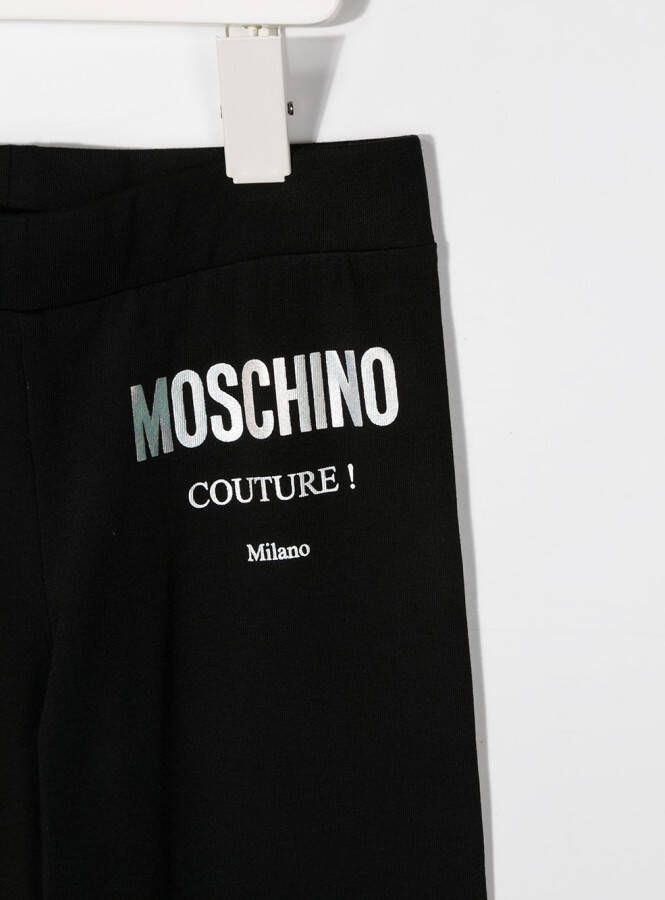 Moschino Kids Legging met metallic logoprint Zwart