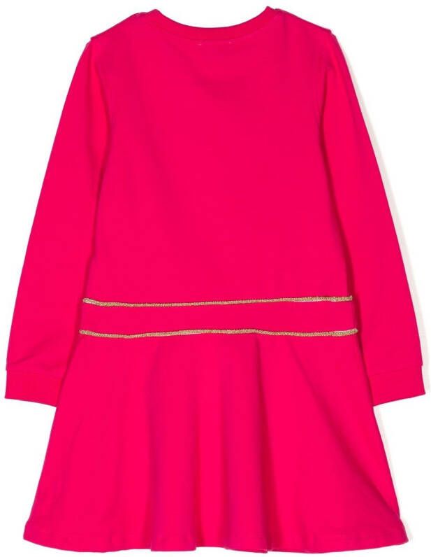 Moschino Kids Sweaterjurk met geborduurd logo Roze