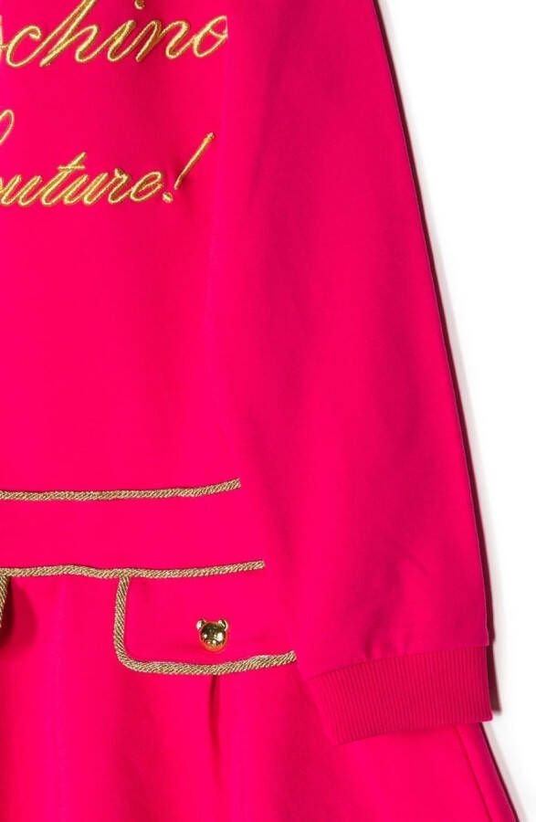 Moschino Kids Sweaterjurk met geborduurd logo Roze