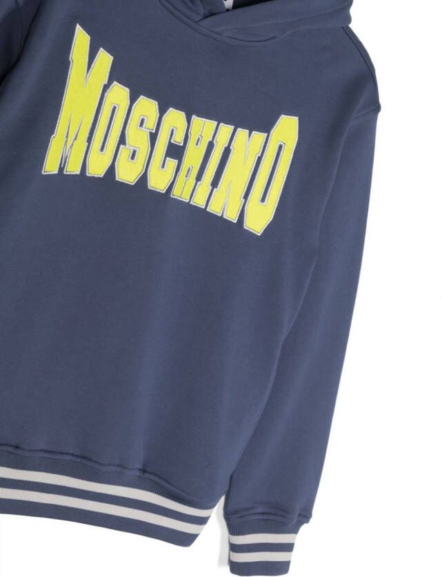Moschino Kids Hoodie met logopatch Blauw