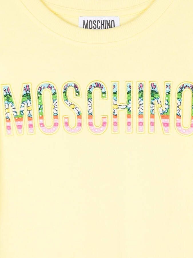 Moschino Kids T-shirt met logopatch Geel
