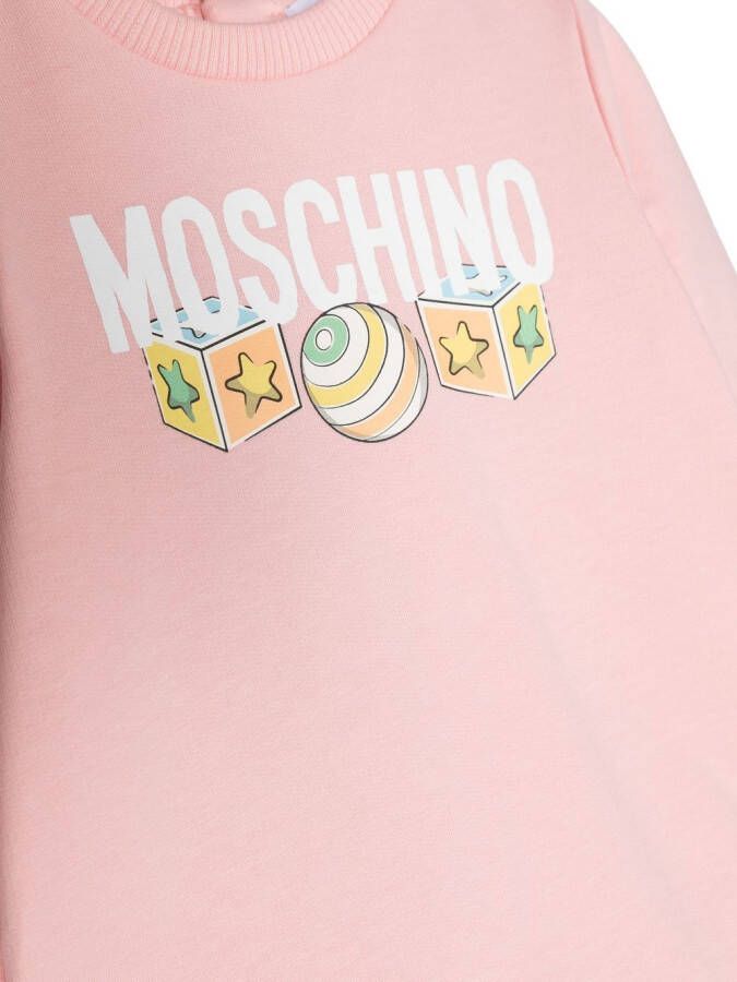 Moschino Kids Romper en muts met logoprint Roze