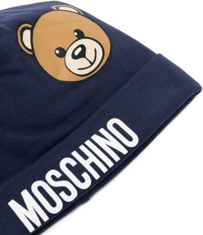 Moschino Kids Muts met logoprint Blauw