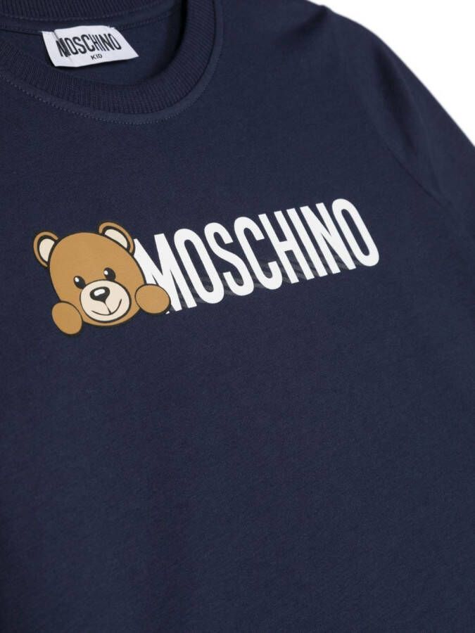 Moschino Kids Sweater met logoprint Blauw
