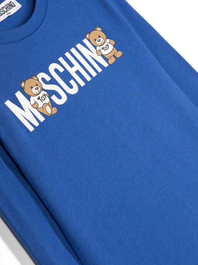 Moschino Kids Sweater met logoprint Blauw