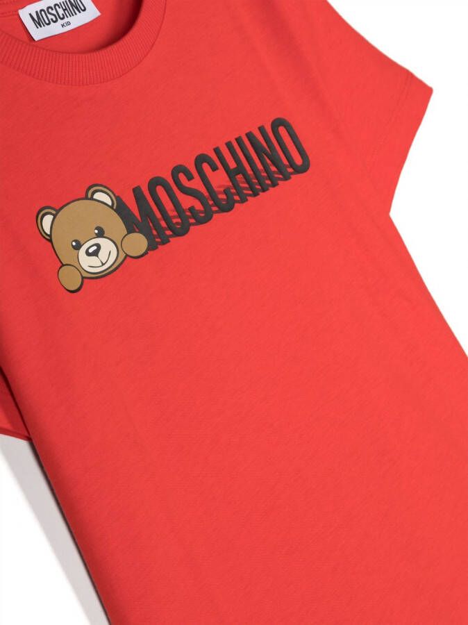 Moschino Kids T-shirt met logoprint Rood