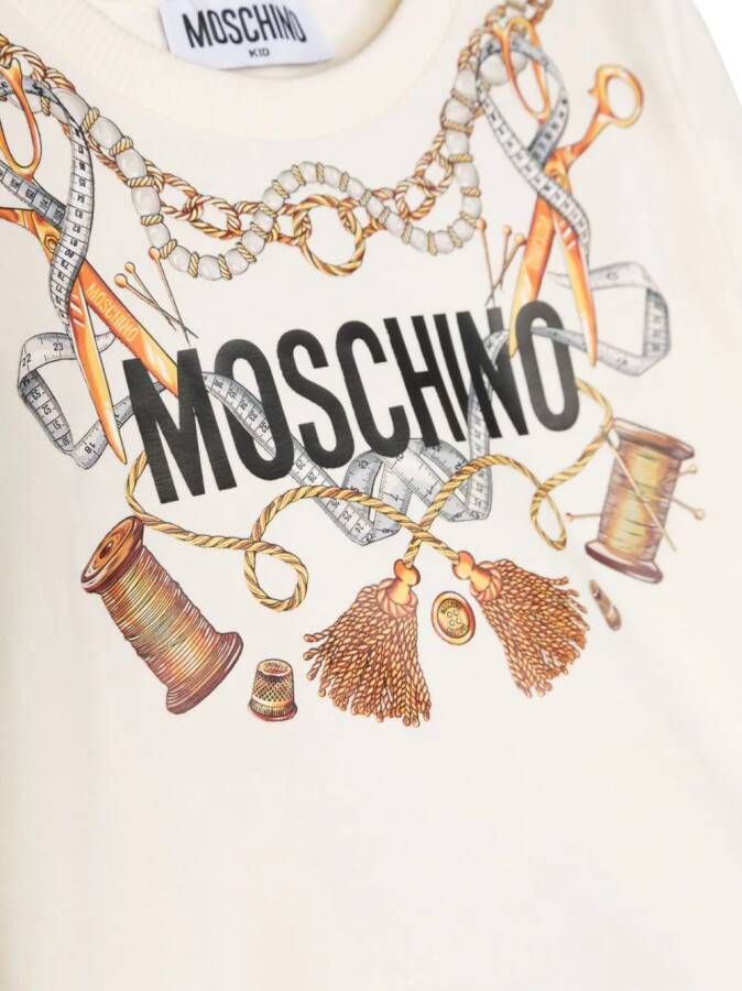 Moschino Kids T-shirt met logoprint Beige