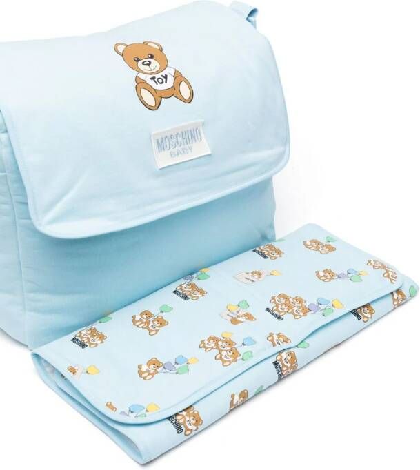 Moschino Kids Luiertas met logoprint Blauw