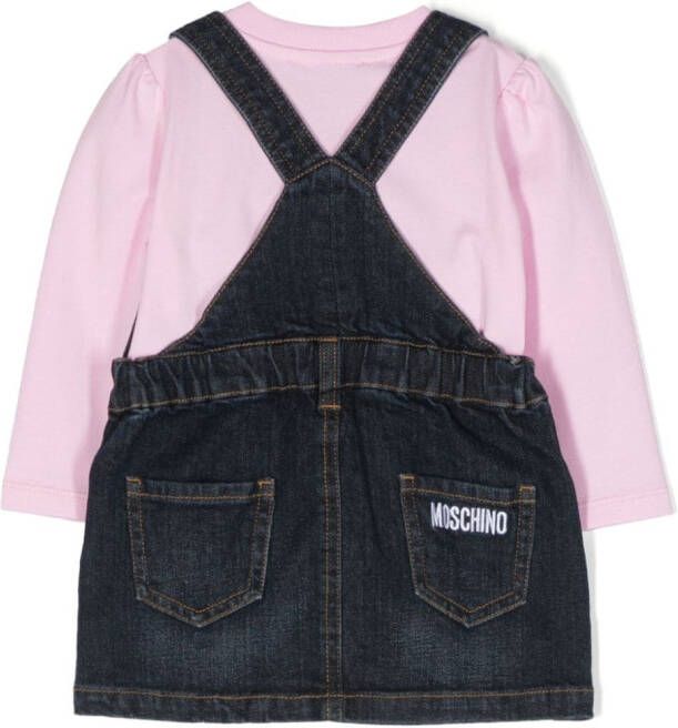 Moschino Kids Mini-jurk met teddybeerprint Blauw