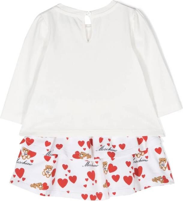 Moschino Kids Mini-jurk met teddybeerprint Wit