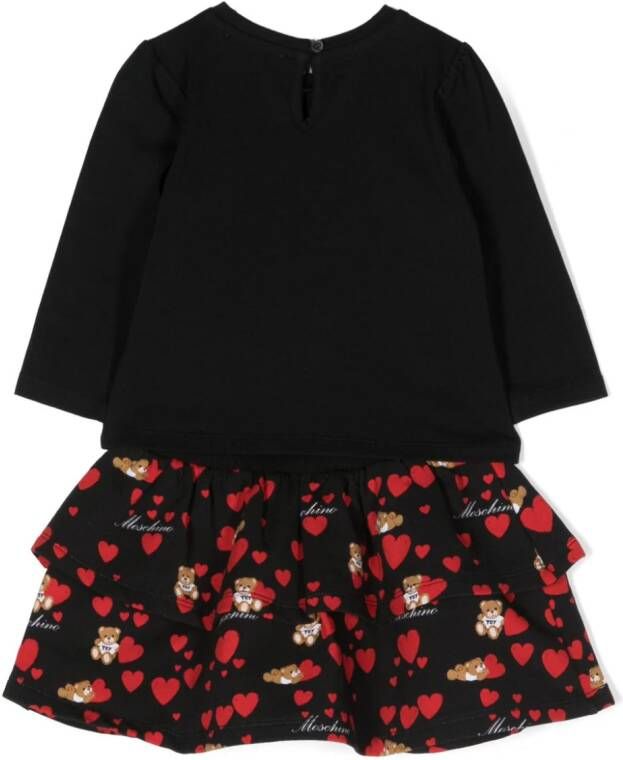 Moschino Kids Mini-jurk met teddybeerprint Zwart