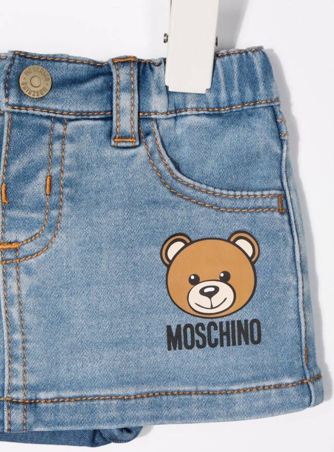 Moschino Kids Mini-rok met logoprint Blauw