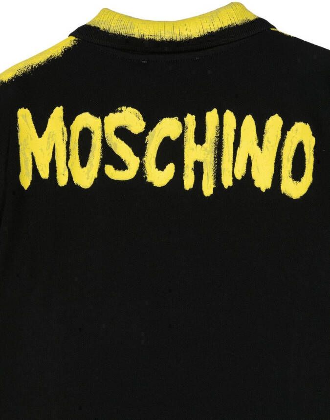 Moschino Kids Poloshirt met logoprint Zwart