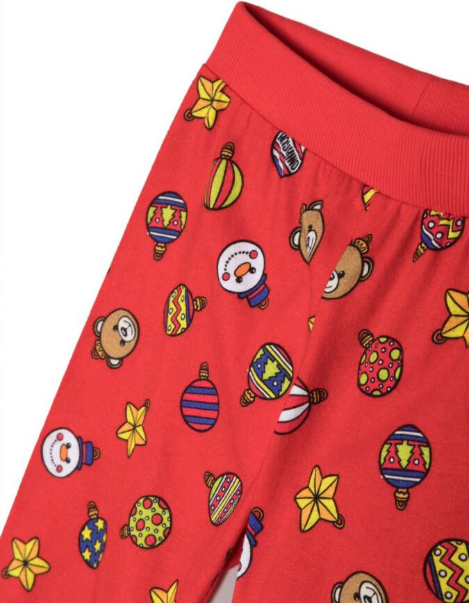 Moschino Kids Pyjama met logoprint Rood