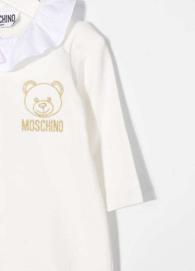 Moschino Kids Romper met geborduurd logo Wit