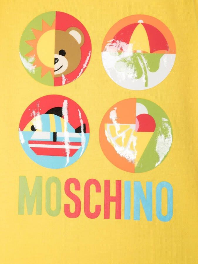Moschino Kids Romper met logoprint Geel
