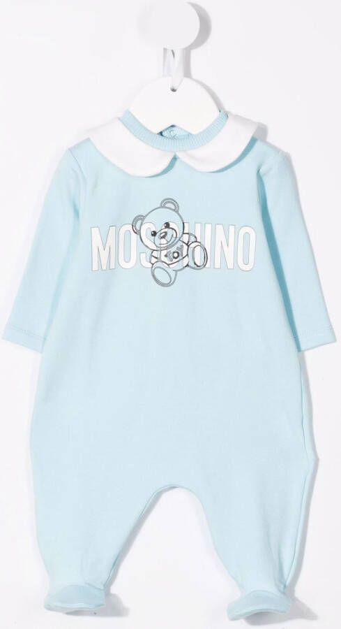 Moschino Kids Romper met teddybeerprint Blauw