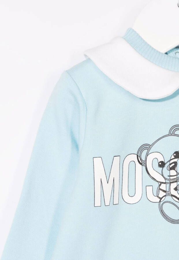 Moschino Kids Romper met teddybeerprint Blauw