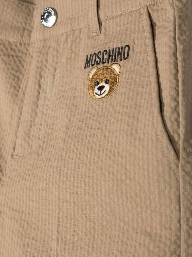 Moschino Kids Shorts met geborduurd logo Beige