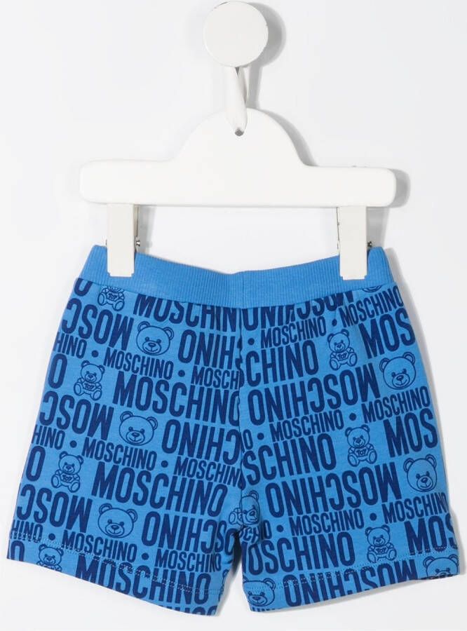 Moschino Kids Shorts met monogramprint Blauw