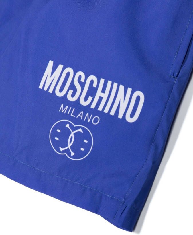 Moschino Kids Zwembroek met logoprint Blauw