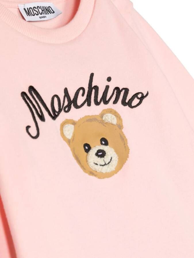 Moschino Kids Sweater met geborduurd logo Roze