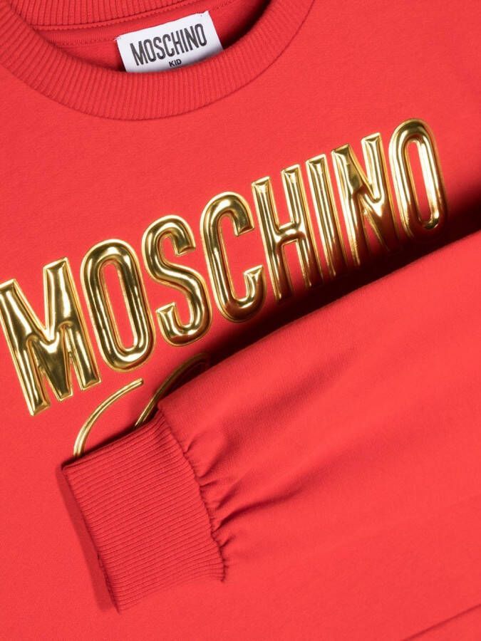 Moschino Kids Sweater met logo-reliëf Rood