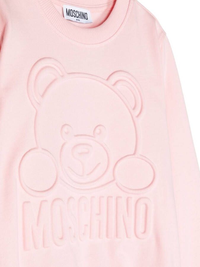 Moschino Kids Sweater met logo-reliëf Roze