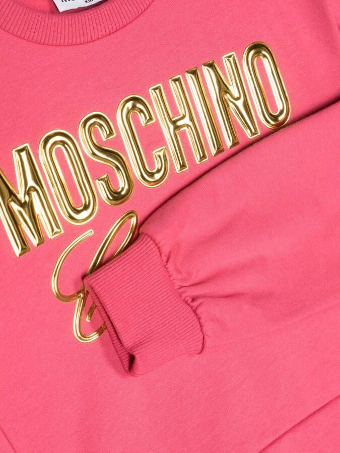 Moschino Kids Sweater met logo-reliëf Roze