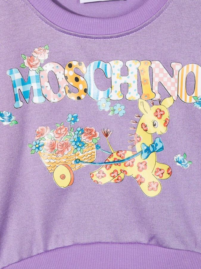Moschino Kids Sweater met logoprint Paars