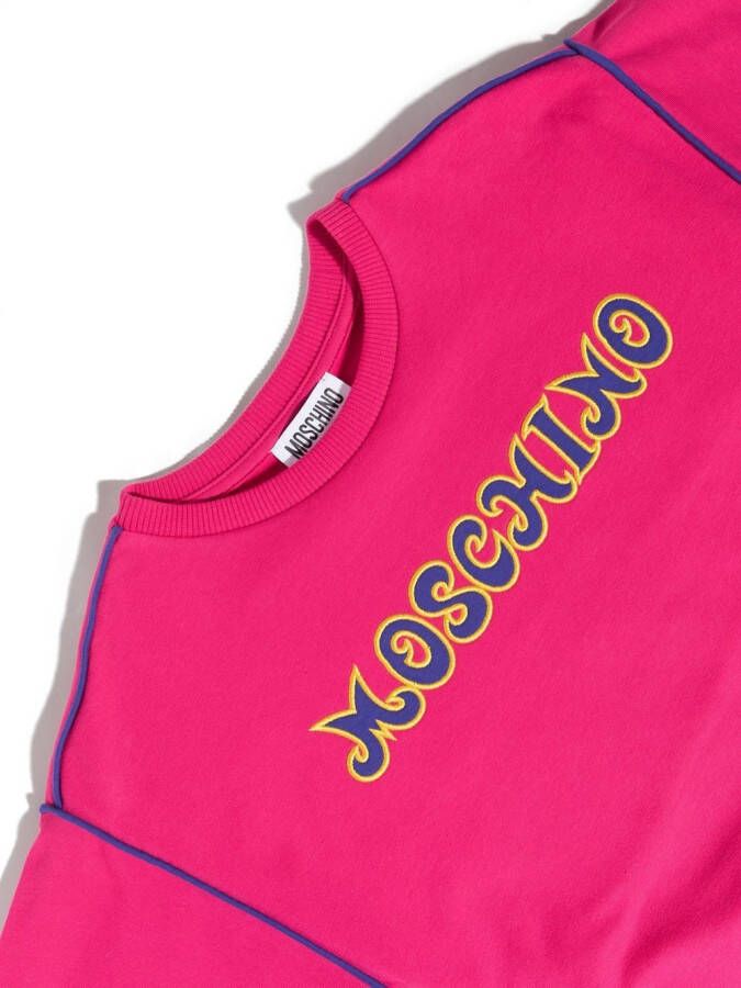 Moschino Kids Sweaterjurk met geborduurd logo Roze