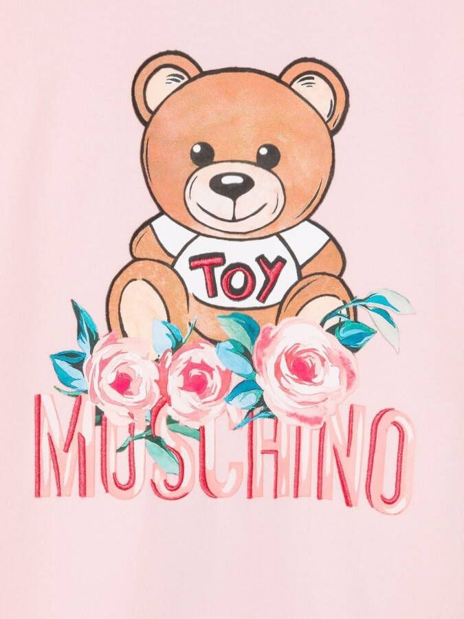 Moschino Kids Sweaterjurk met teddybeerprint Roze