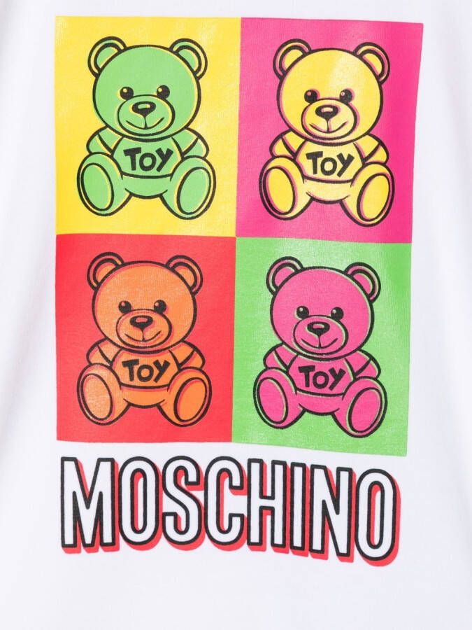 Moschino Kids Sweaterjurk met teddybeerprint Wit