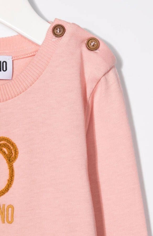 Moschino Kids T-shirt met geborduurde teddybeer Roze