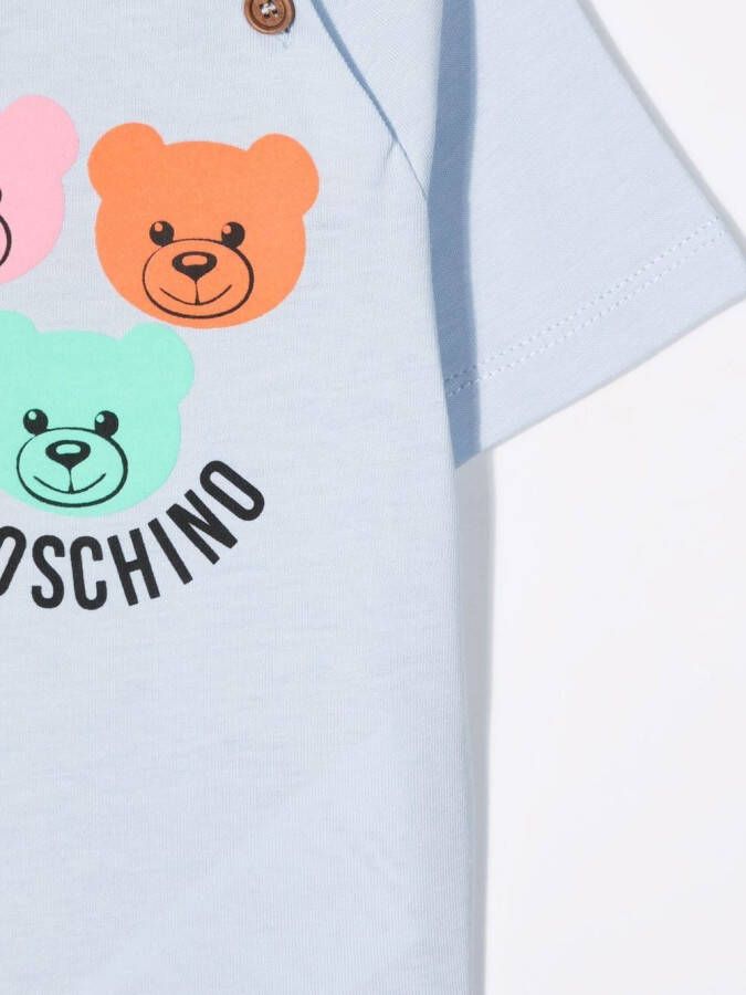 Moschino Kids T-shirt met teddybeerprint Blauw