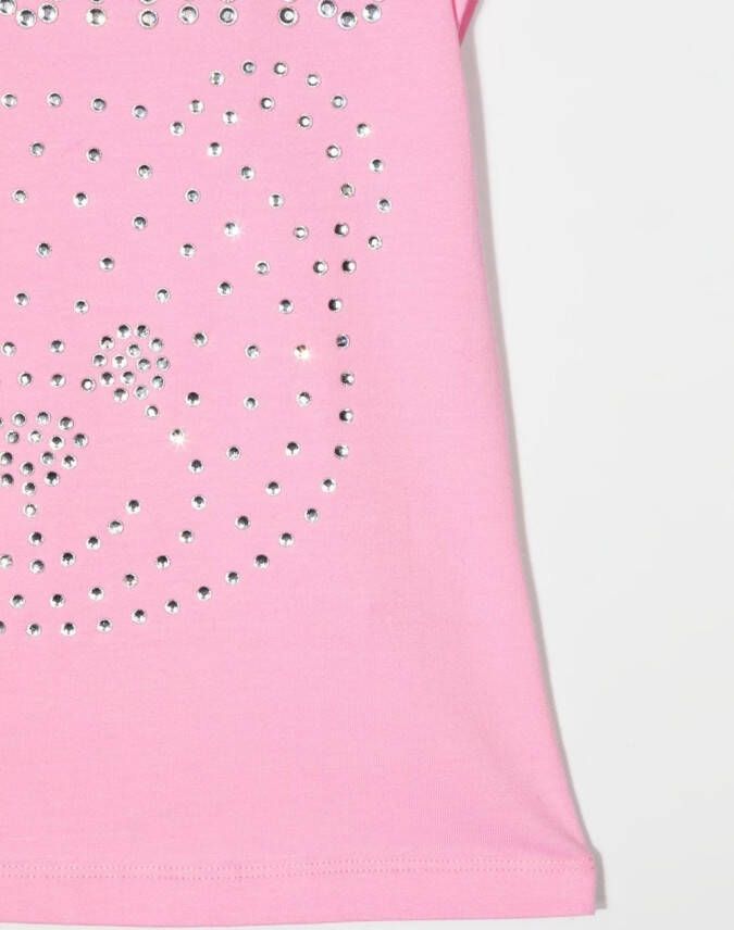 Moschino Kids T-shirt verfraaid met kristallen Roze