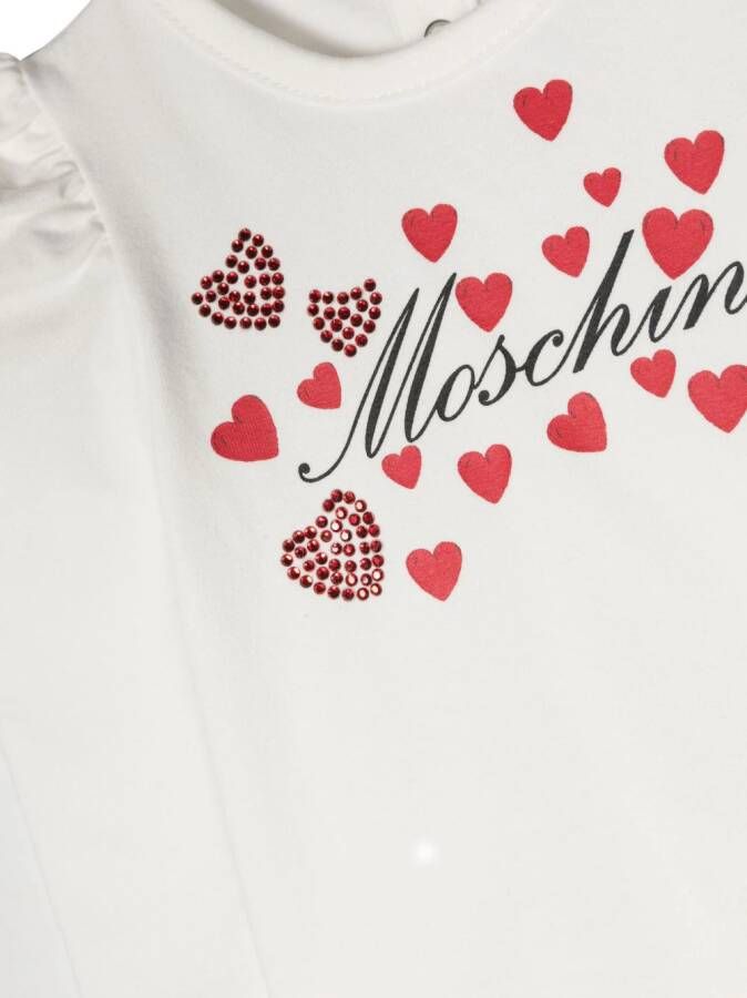Moschino Kids T-shirt verfraaid met stras Wit