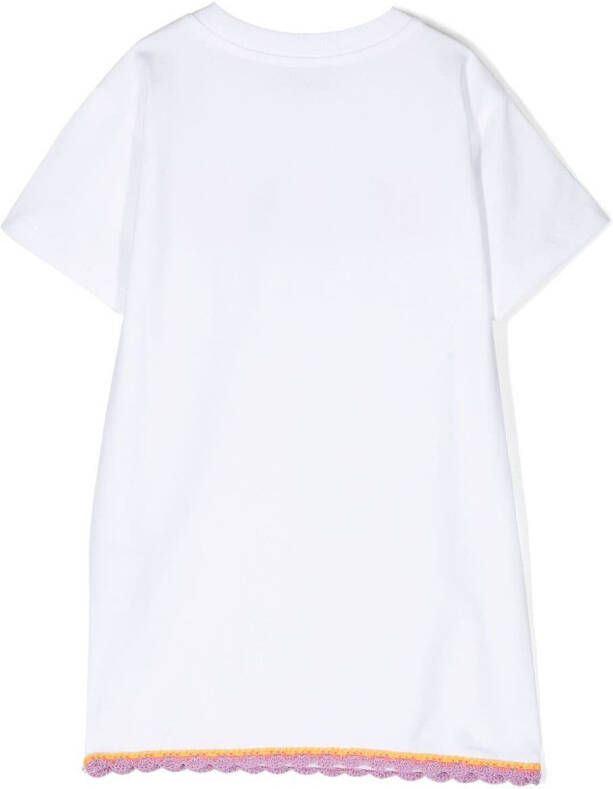 Moschino Kids T-shirtjurk met geborduurd logo Wit