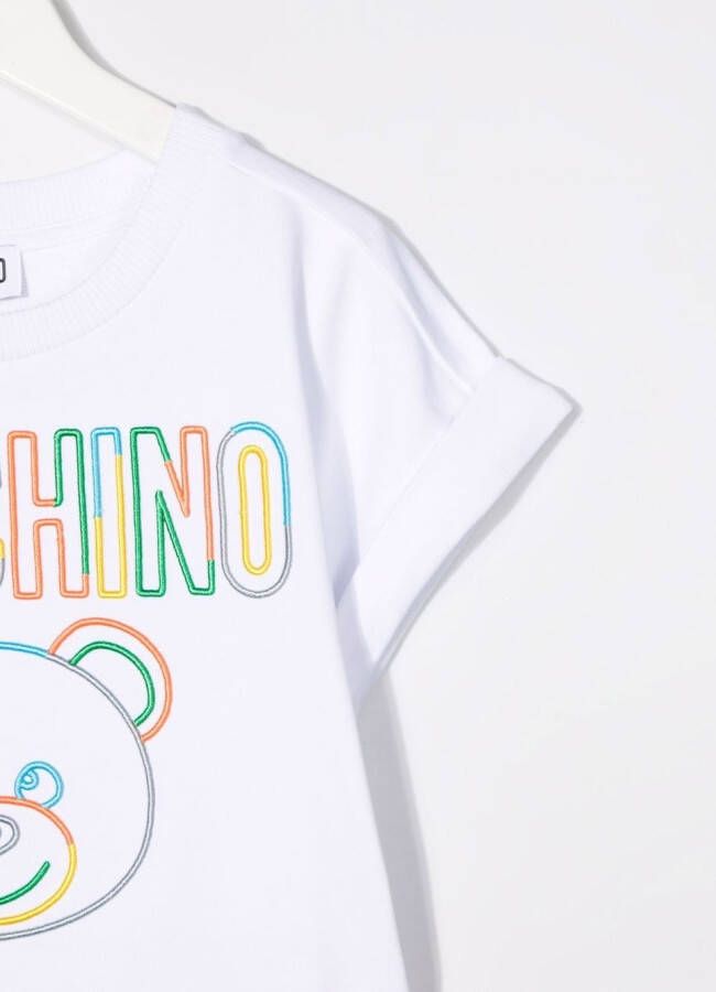 Moschino Kids T-shirtjurk met geborduurd logo Wit