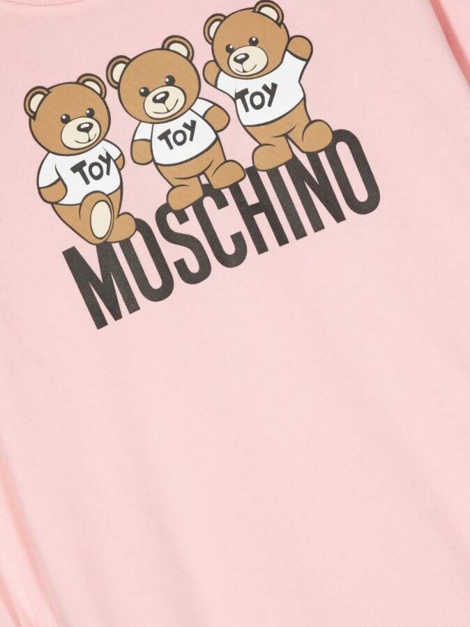 Moschino Kids Jurk met teddybeerprint Roze
